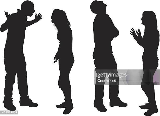 bildbanksillustrationer, clip art samt tecknat material och ikoner med young couple having an argument - skrika