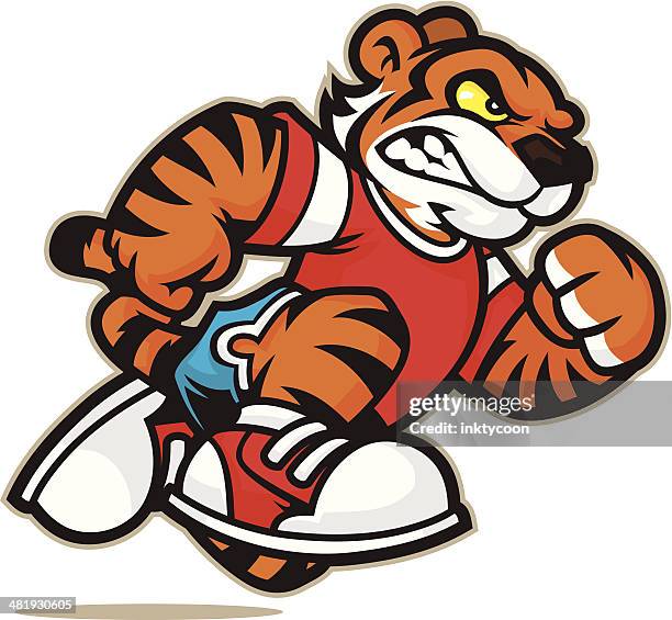 stockillustraties, clipart, cartoons en iconen met tiger runner - tiger running