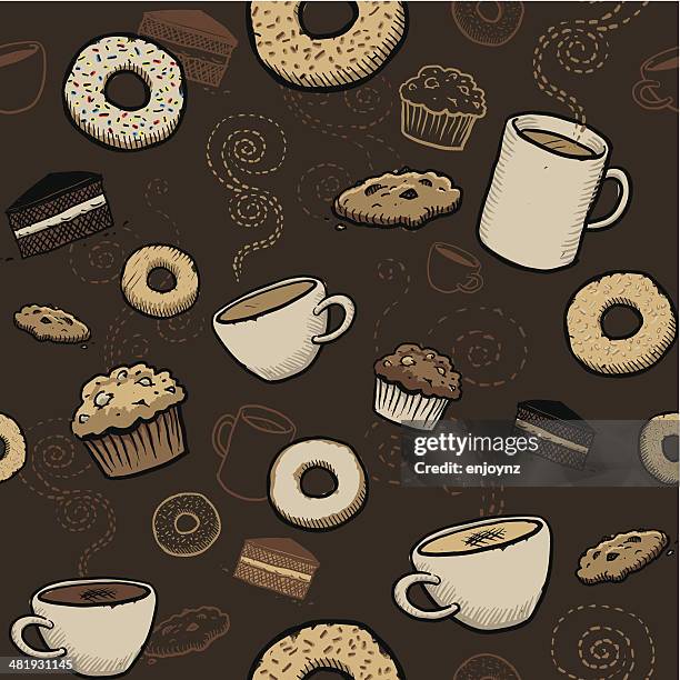 seamless cafe wallpaper - muffin stock illustrations