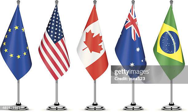 illustrazioni stock, clip art, cartoni animati e icone di tendenza di tabella flags - bandiera del canada