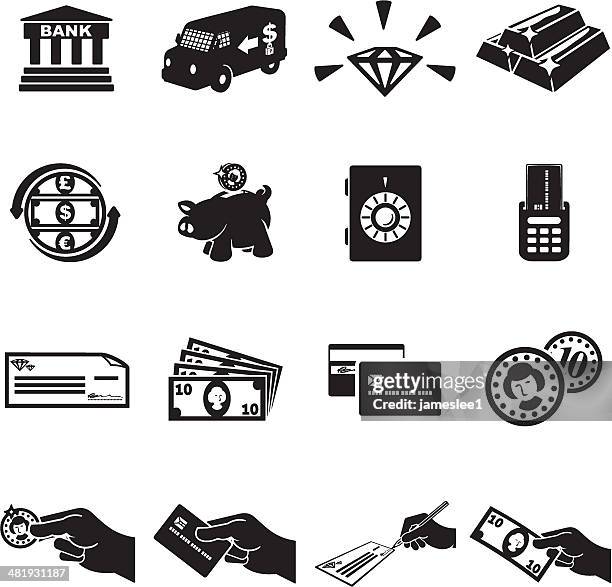 finance icon set - holding cheque stock illustrations
