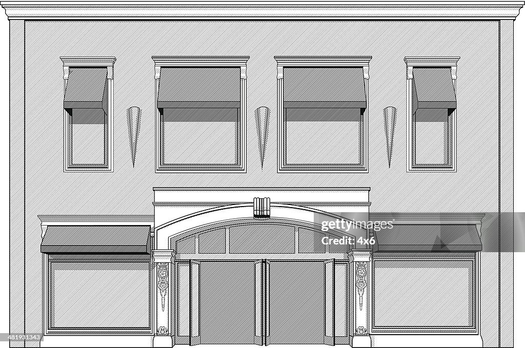 Building Draw Front Building Front Vector Illustration High-Res Vector Graphic - Getty Images