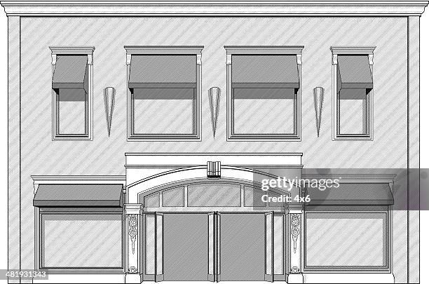 building front vector illustration - restaurant window stock illustrations