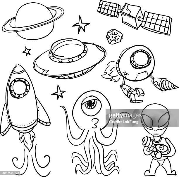 outerspace and aliens collection - monster stock illustrations