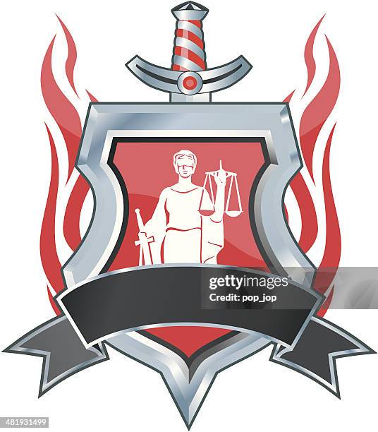justice insignia - lady justice stock illustrations