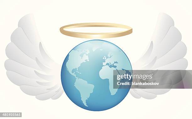 stockillustraties, clipart, cartoons en iconen met angel earth - earth angel