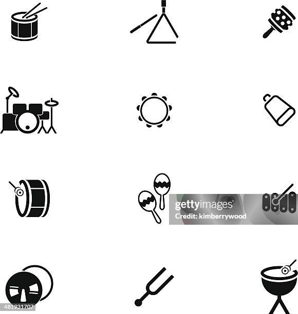 stockillustraties, clipart, cartoons en iconen met percussion icon set - triangel