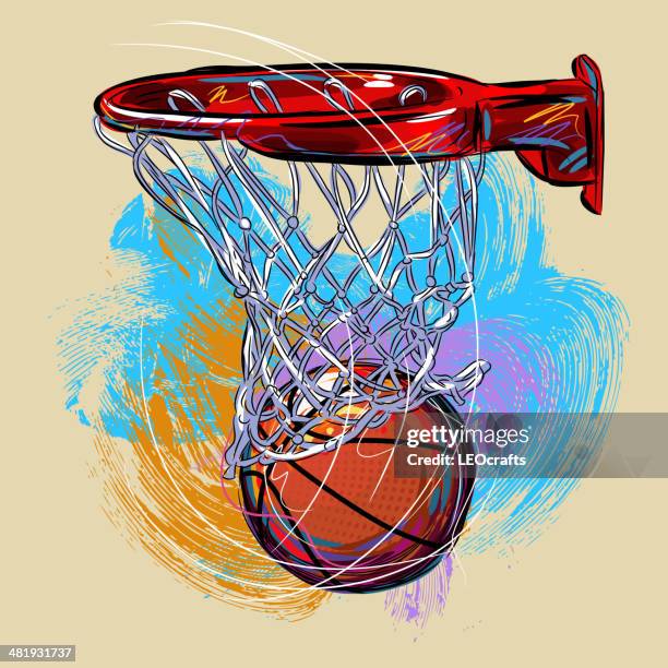 stockillustraties, clipart, cartoons en iconen met basketball - basketball net