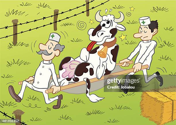 illustrations, cliparts, dessins animés et icônes de la vache folle va hospital - pâturage