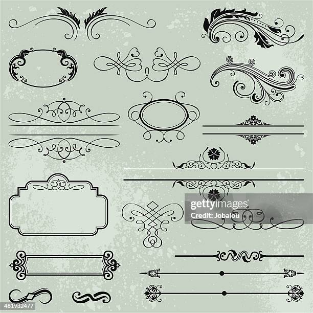 set calligraphic design elements - page divider stock illustrations