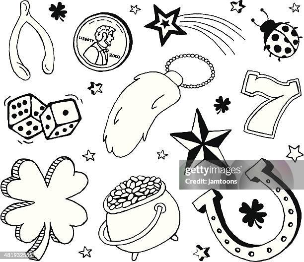 luck doodles - luck stock illustrations