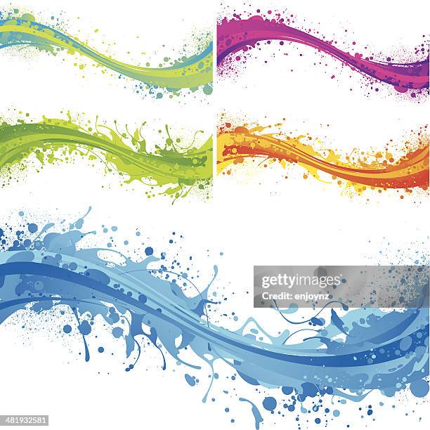 vibrant flow splashes - water splash white background stock illustrations