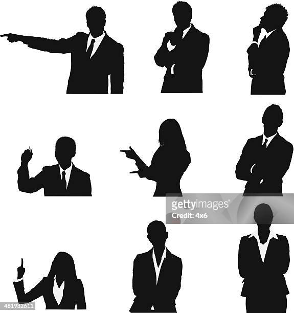 business executives in different poses - waist up stock illustrations