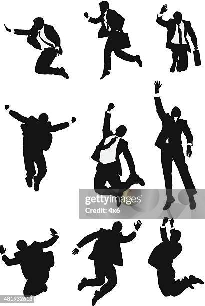 excited businessman - arms outstretched silhouette stock illustrations