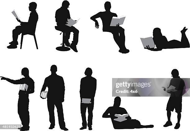 people with books - person lying down clip art stock illustrations