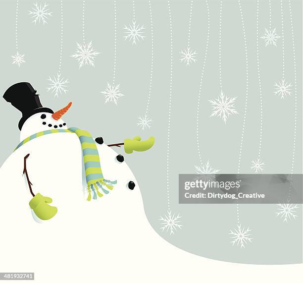 snowman catching snowflakes - catching stock illustrations