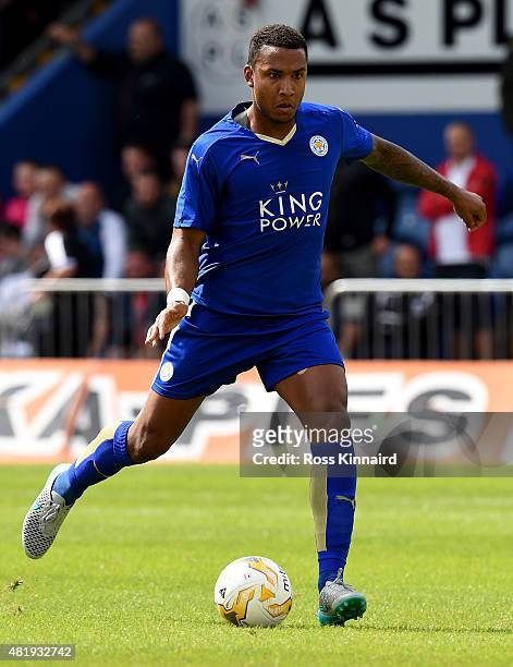 Liam Moore of Leicester City in action during the pre season friendly match between Mansfield Town and Leicester City at the One Call Stadium on July...