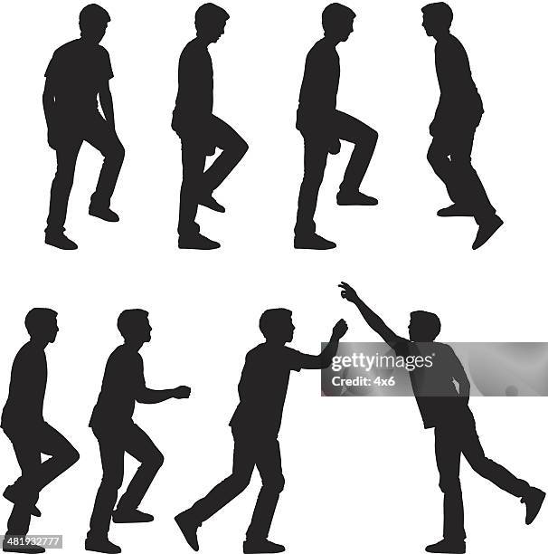 silhouette of a man in different poses - stairs stock illustrations