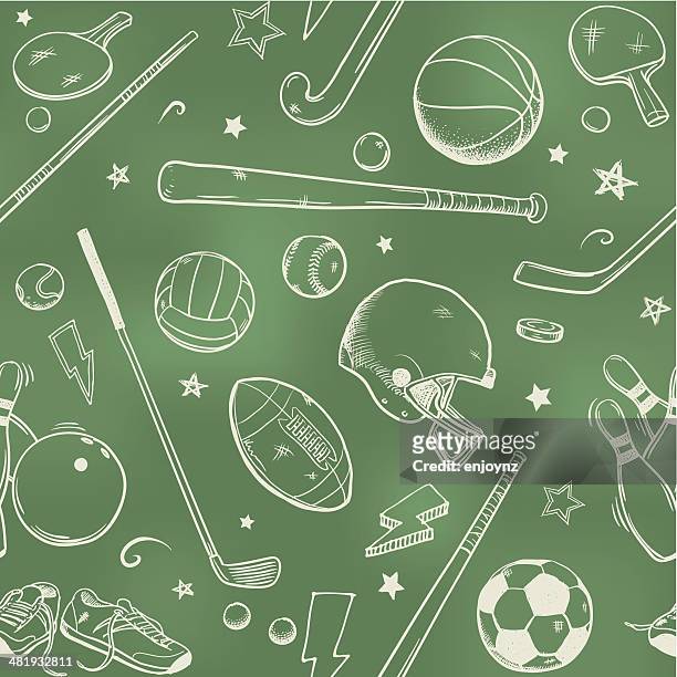 seamless sports background - sports equipment stock illustrations