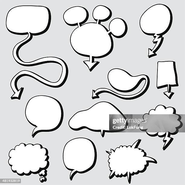 conversation bubble in black and white - making decisions stock illustrations
