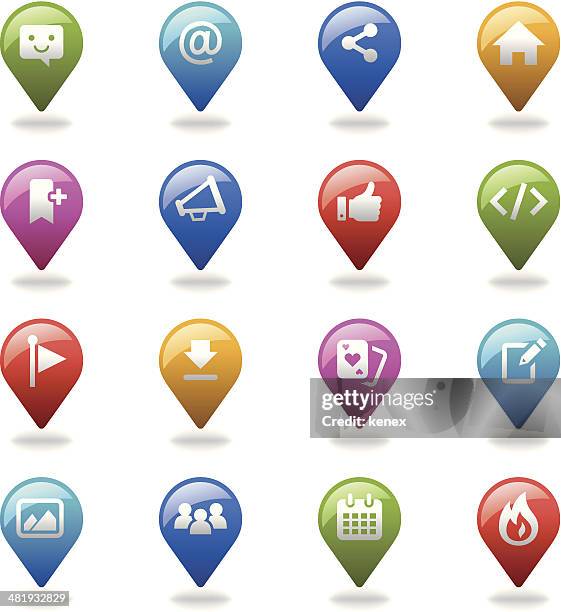 navigation symbole set/soziale medien - post game stock-grafiken, -clipart, -cartoons und -symbole