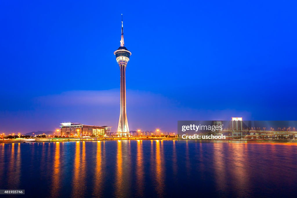 Views over the Sai Wan Bridge and Macau Tower