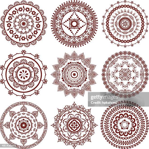 stockillustraties, clipart, cartoons en iconen met mehndi (henna) mandalas - henna