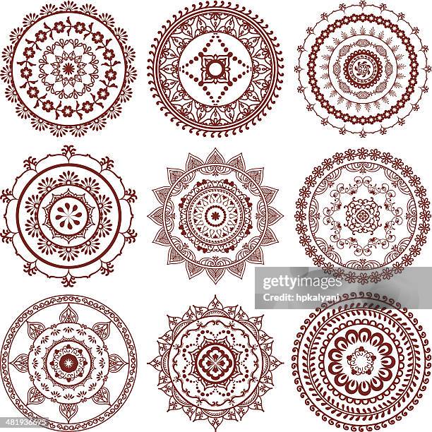 ilustrações de stock, clip art, desenhos animados e ícones de mandalas de henna mehndi - tatuagem de henna
