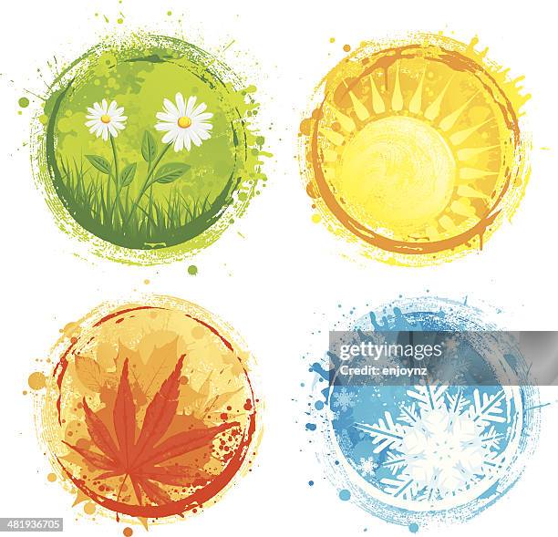 grunge four seasons - four seasons stock illustrations