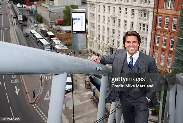 Tom Cruise on the roof of the IMAX cinema as he attends the UK Fan Screening of 'Mission: Impossible - Rogue Nation' at the IMAX Waterloo on July 25,...