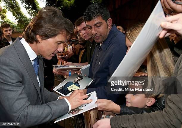 Tom Cruise attends the UK Fan Screening of 'Mission: Impossible - Rogue Nation' at the IMAX Waterloo on July 25, 2015 in London, United Kingdom.