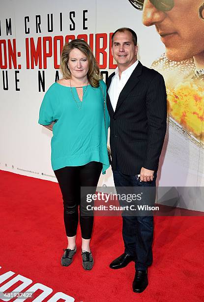 Megan Colligan and Mark Viane attend the UK Fan Screening of 'Mission: Impossible - Rogue Nation' at the IMAX Waterloo on July 25, 2015 in London,...