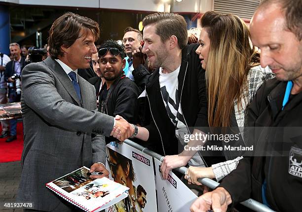 Tom Cruise attends the UK Fan Screening of 'Mission: Impossible - Rogue Nation' at the IMAX Waterloo on July 25, 2015 in London, United Kingdom.