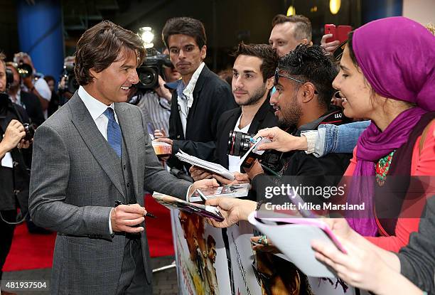 Tom Cruise attends the UK Fan Screening of 'Mission: Impossible - Rogue Nation' at the IMAX Waterloo on July 25, 2015 in London, United Kingdom.