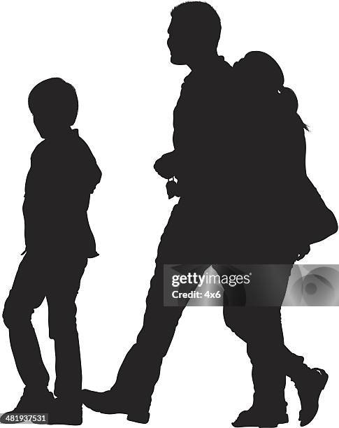 family on a walk - boy walking side stock illustrations