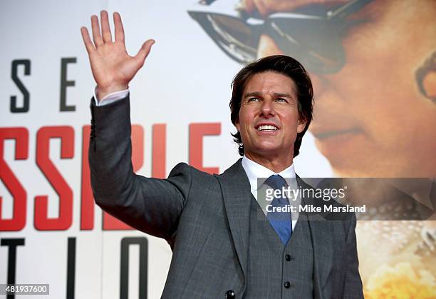 Tom Cruise attends the UK Fan Screening of 'Mission: Impossible - Rogue Nation' at the IMAX Waterloo on July 25, 2015 in London, United Kingdom.