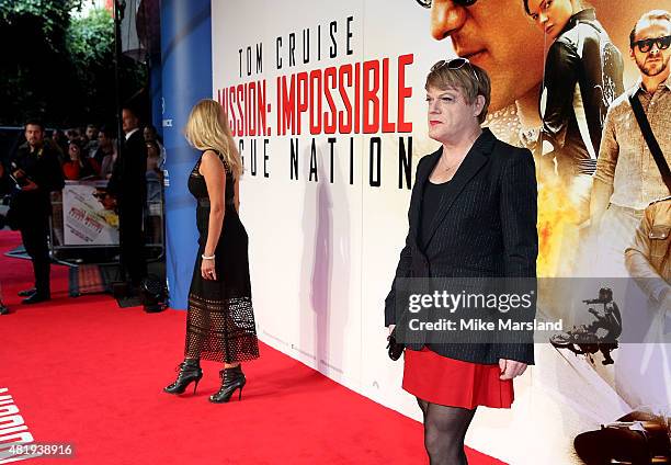 Eddie Izzard attends the UK Fan Screening of 'Mission: Impossible - Rogue Nation' at the IMAX Waterloo on July 25, 2015 in London, United Kingdom.