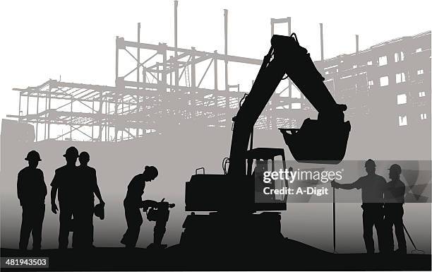 jobs - construction site and silhouette stock-grafiken, -clipart, -cartoons und -symbole