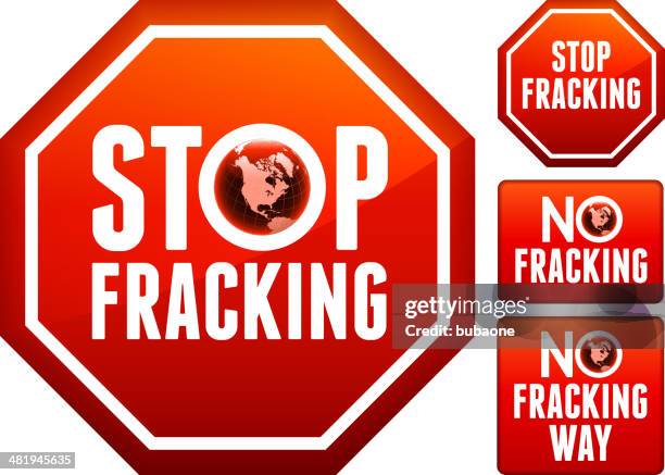 no fracking sign set - hydraulic fracturing icons stock illustrations