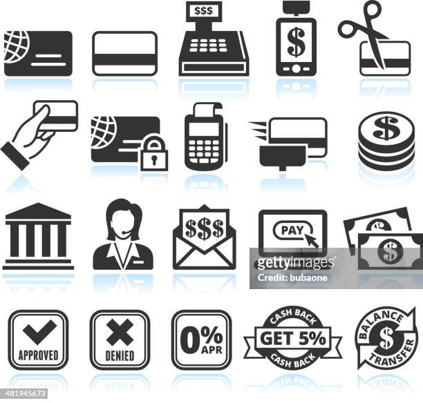 credit card black and white royalty free vector icon set - royalty payment stock illustrations