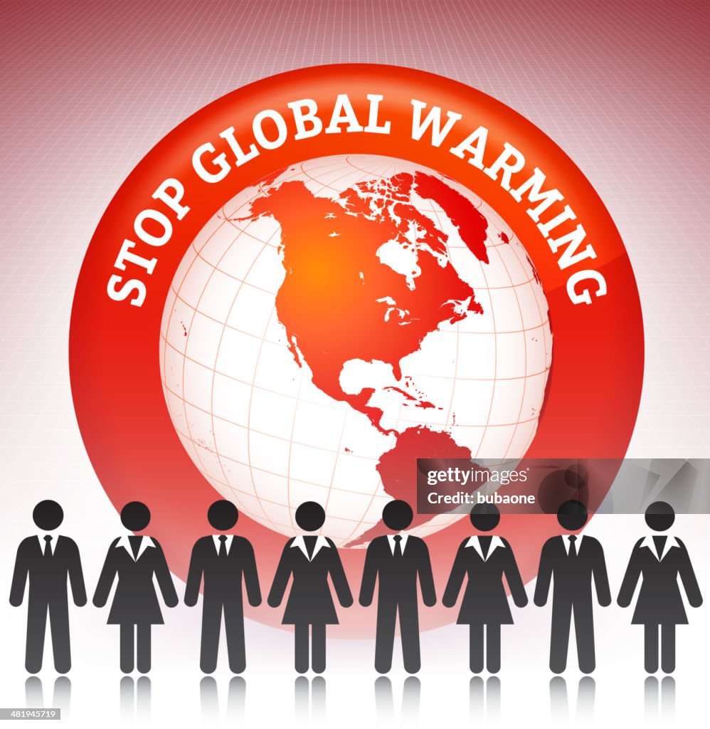 Global Warming on Business Communication Concept Background with Stick Figures