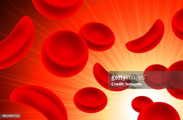 illustrazioni stock, clip art, cartoni animati e icone di tendenza di cellule falciformi globuli rossi nel flusso sanguigno - sangue umano