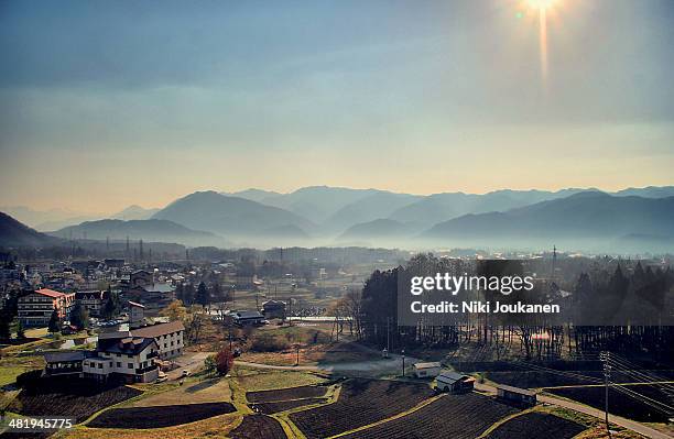 sunset in hakuba - nagano prefecture stock pictures, royalty-free photos & images