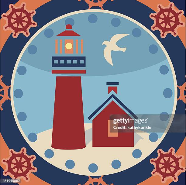 lighthouse scene - lighthouse beacon stock illustrations