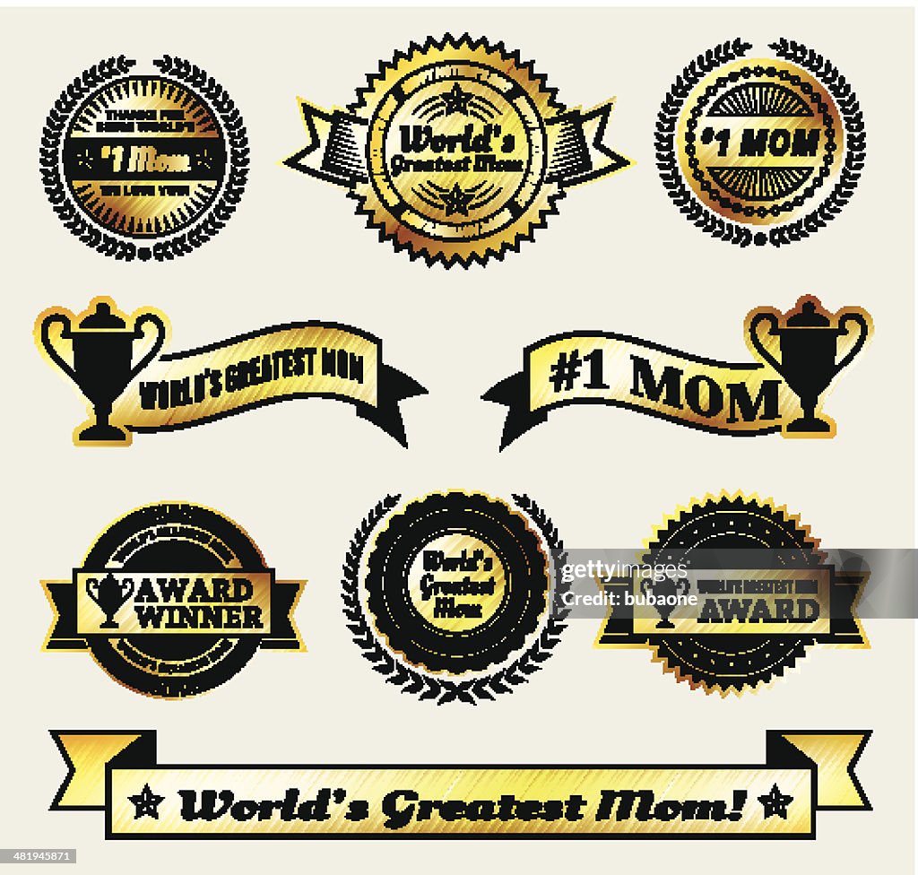 World mayor#1 Mom oro Vector icono conjunto de medallas