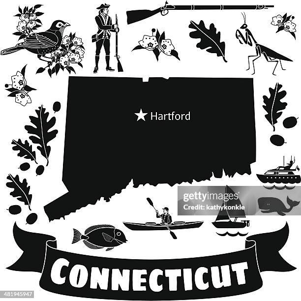 ilustraciones, imágenes clip art, dibujos animados e iconos de stock de mapa de connecticut - american revolution soldier