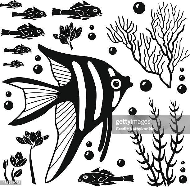 sea creatures design elements - soft corals stock illustrations