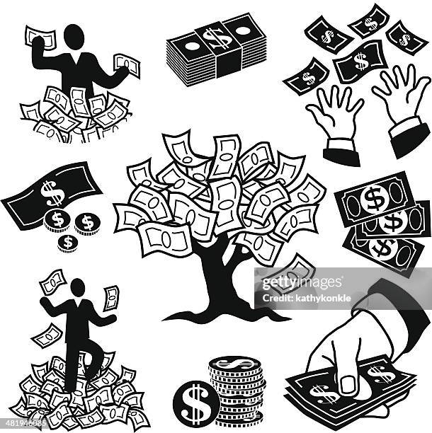 stockillustraties, clipart, cartoons en iconen met money tree icons - eén dollar