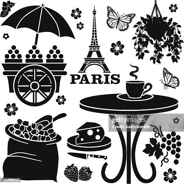 illustrations, cliparts, dessins animés et icônes de café de paris - pochoir