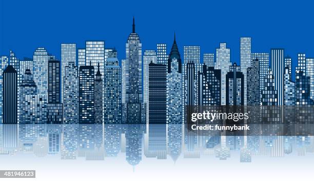 night city silhouette - new york state outline vector stock illustrations